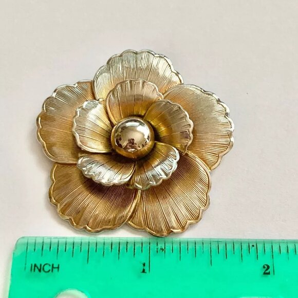 Vintage Rhea Williamson's Flower Pin by Liebo Lieba Scarf Dress Clip Signed USA - Picture 8 of 8